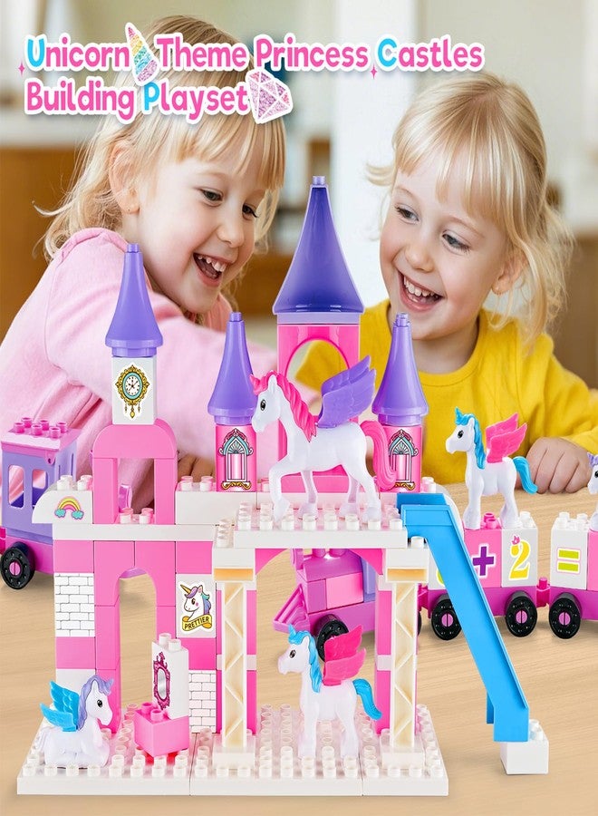 VConejo Classic Building Blocks for Toddlers - Compatible with Major Brands, Unicorn Theme Princess Castle & Number Trains Classic Bricks, Creative Educational Buildable Kits for Girls Boys Ages 3, 4, 5, 6-12 - Image 2